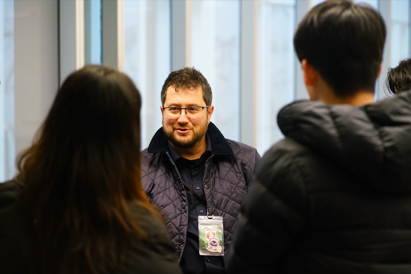 Matt connecting with community members